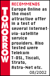 Tomorrow recommends Europe Online as the most attractive offer in a test of several internet-via-satellite service providers